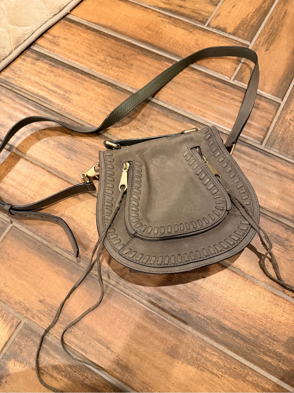Rebecca Minkoff Taupe Leather Crossbody Saddle Bag